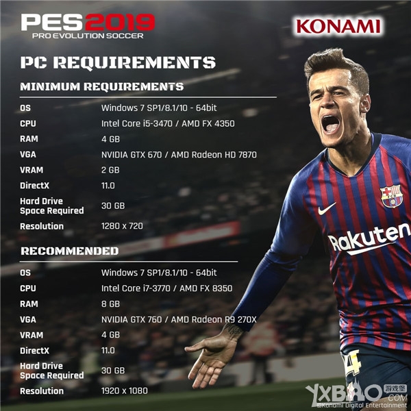 《实况足球2019》PC配置公布最低及推荐配置需求