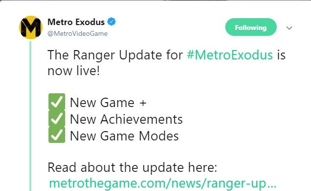 官方发布《地铁：离去》首个更新 将加入新模式