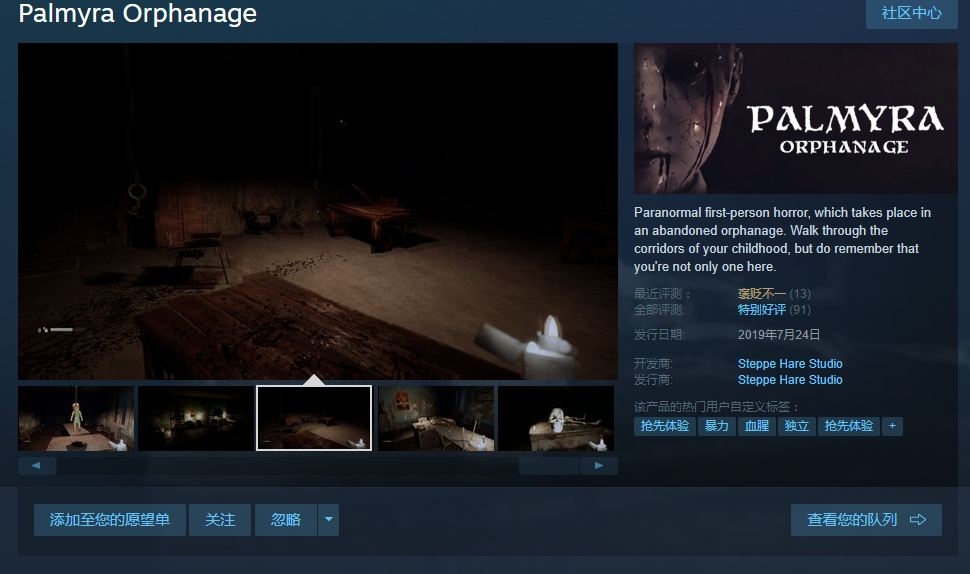 Steam游戏推荐：《 帕尔米拉孤儿院》第一人称恐怖冒险游戏