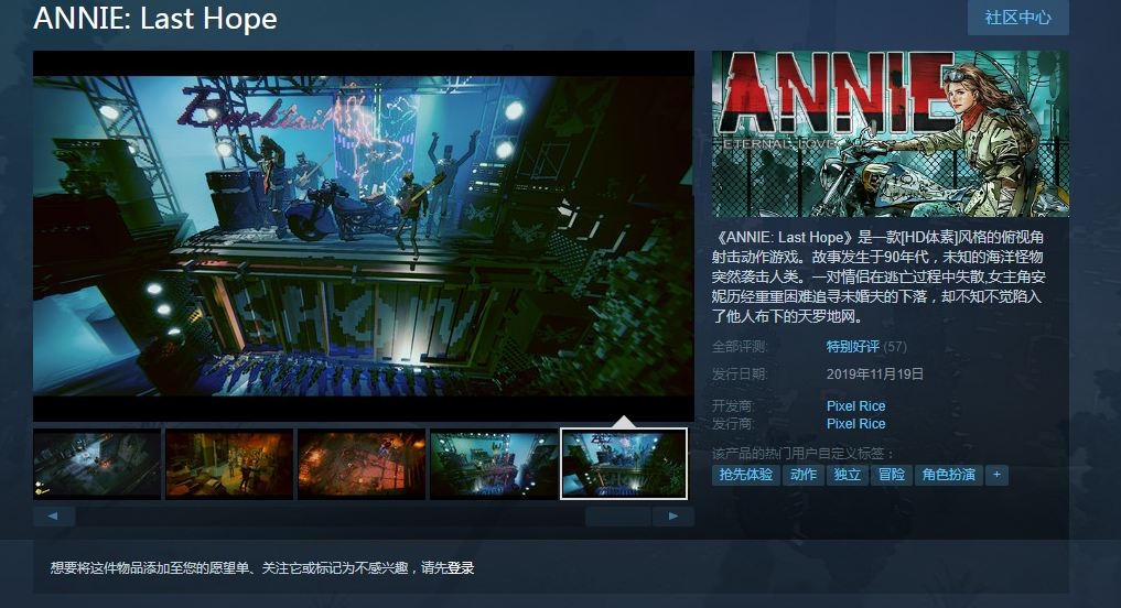 Steam游戏推荐：《安妮：最后的希望》俯视角丧尸射击游戏