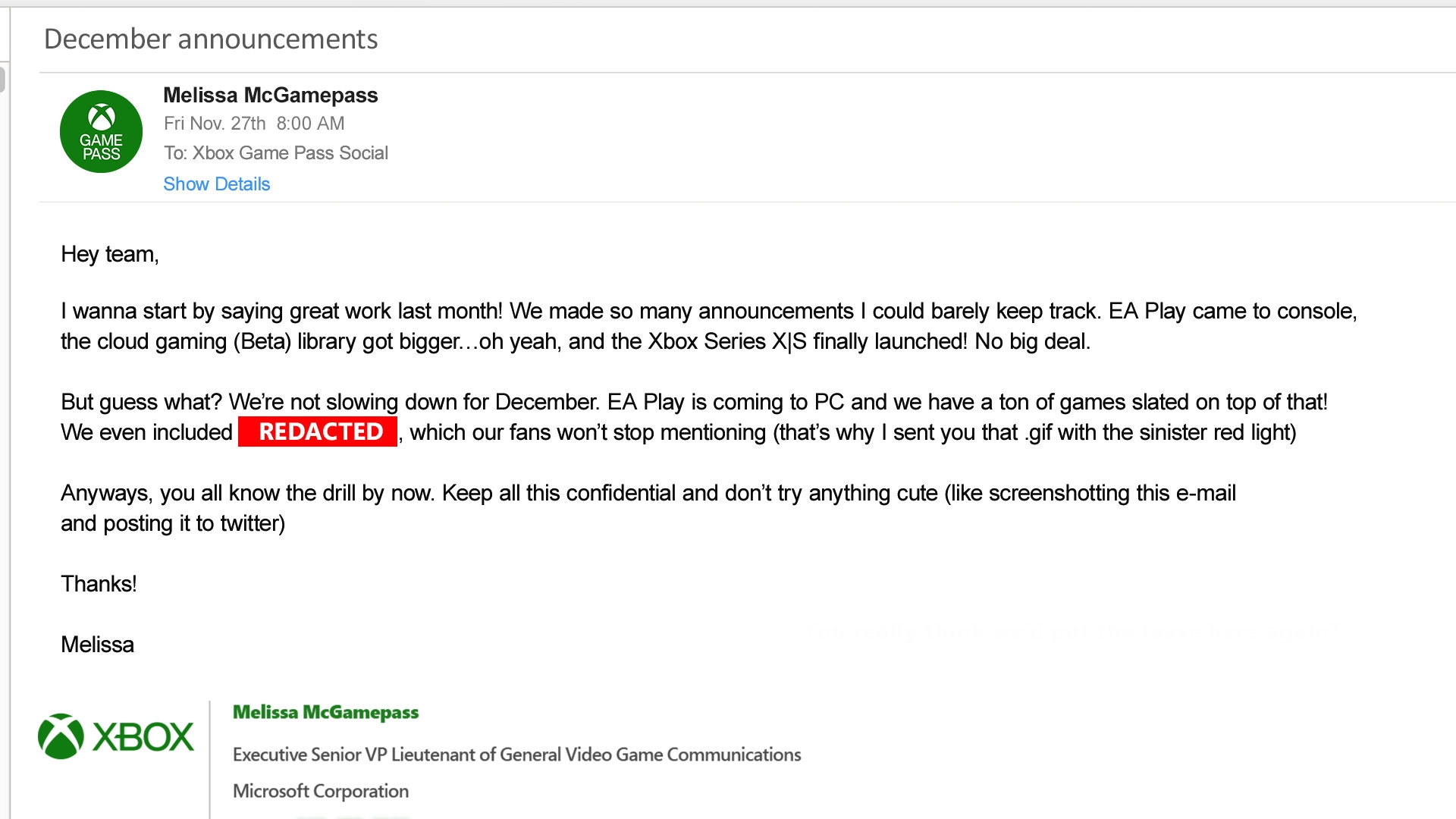 微软暗示《控制》可能出现在12月的Xbox Game Pass名单中