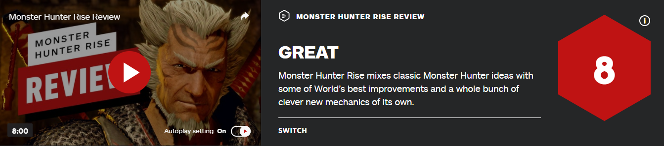 《怪物猎人：崛起》IGN给出8.0评分 加入了许多创新机制