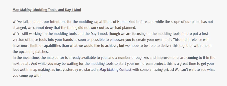 《人类》将加入MOD工具 玩家可以自行选择喜爱MOD