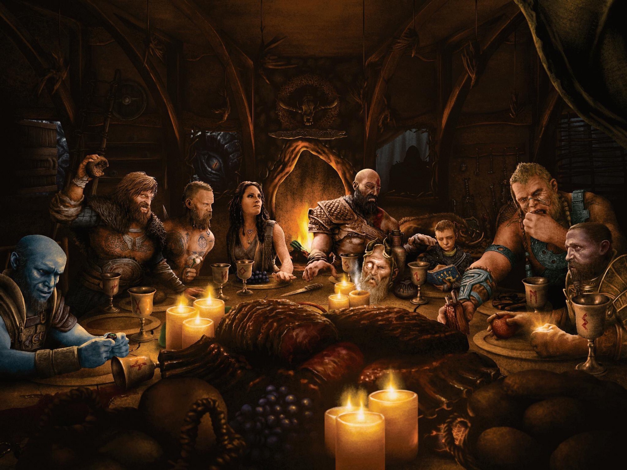 圣莫妮卡工作室发表感恩节祝福，发布了《战神》角色画像
